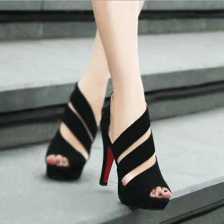 Summer night women shoes Fish mouth side zippers with documentary shoes waterproof