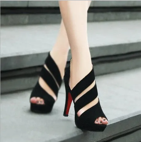 Summer night women shoes Fish mouth side zippers with documentary shoes waterproof