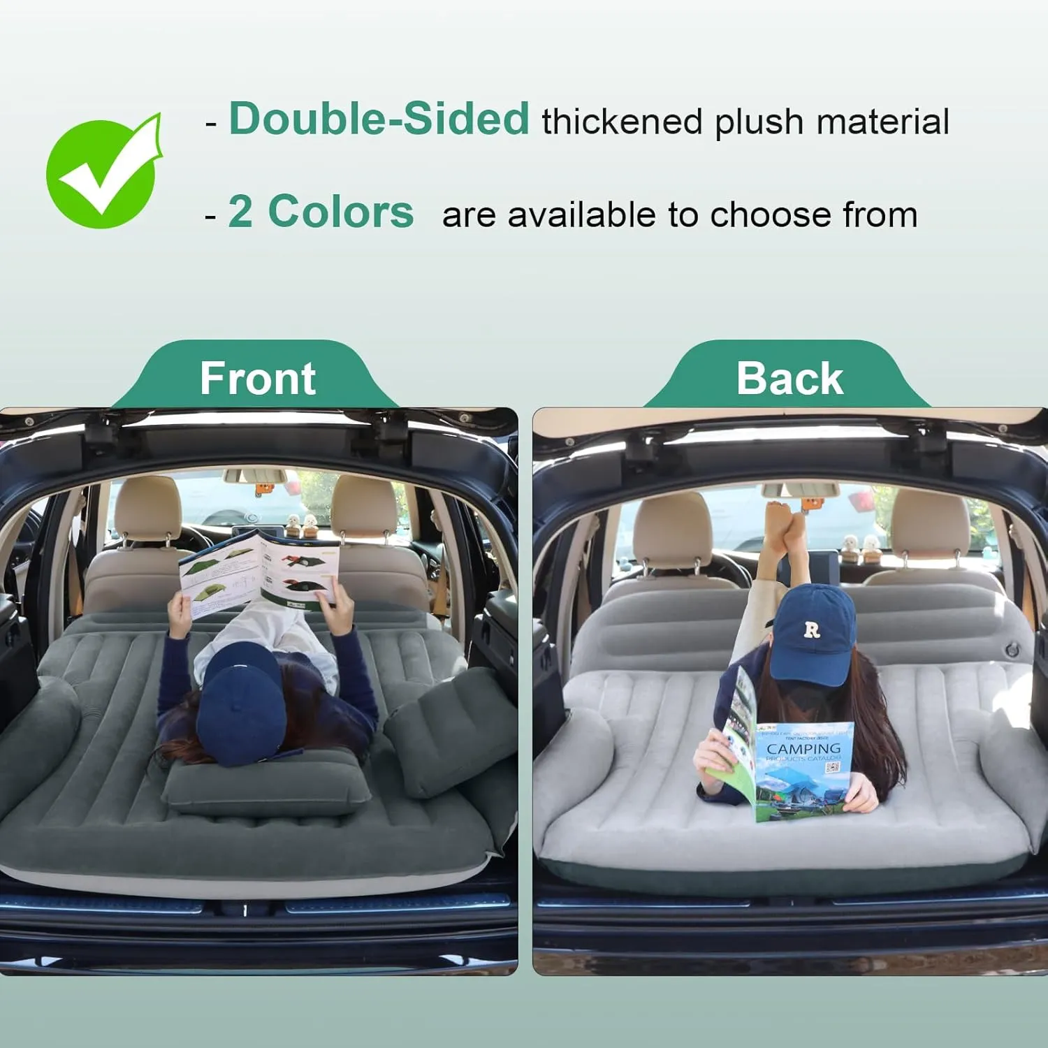 SUV Air Mattress with Double-Sided-Thick Flocked/with The Most Complete Sleeping Accessories/Car Mattress with Pump & Built-in Pillow/Car Air Mattress for Auto Camping,Road Trip
