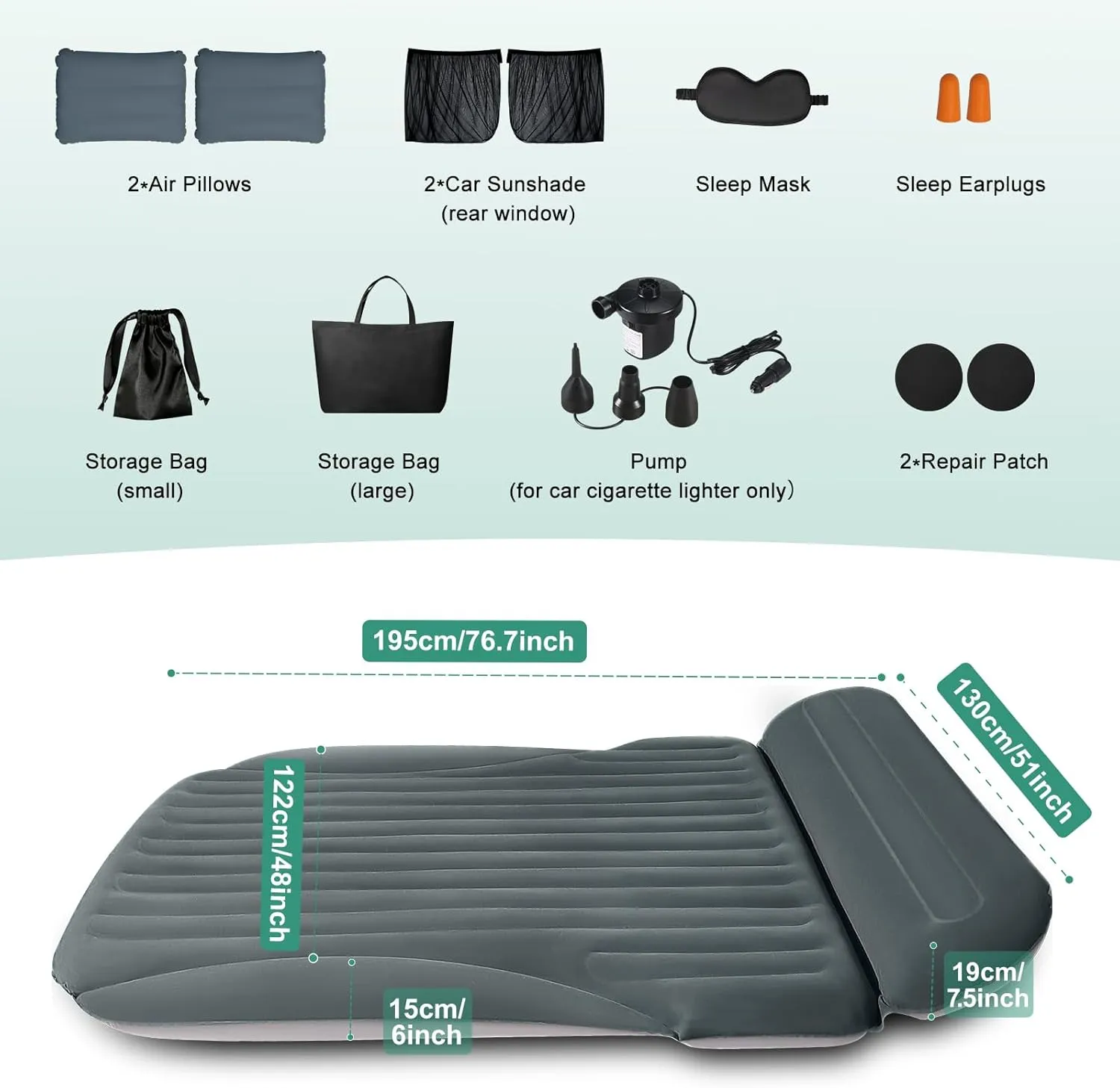 SUV Air Mattress with Double-Sided-Thick Flocked/with The Most Complete Sleeping Accessories/Car Mattress with Pump & Built-in Pillow/Car Air Mattress for Auto Camping,Road Trip