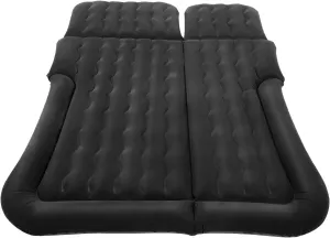 SUV Air Mattress with Pump & Pillows, 6-Chamber Inflatable Car Bed for Back Seat & Trunk, Portable Flocking Car Sleeping Pad for Camping, Travel, Road Trips, Black