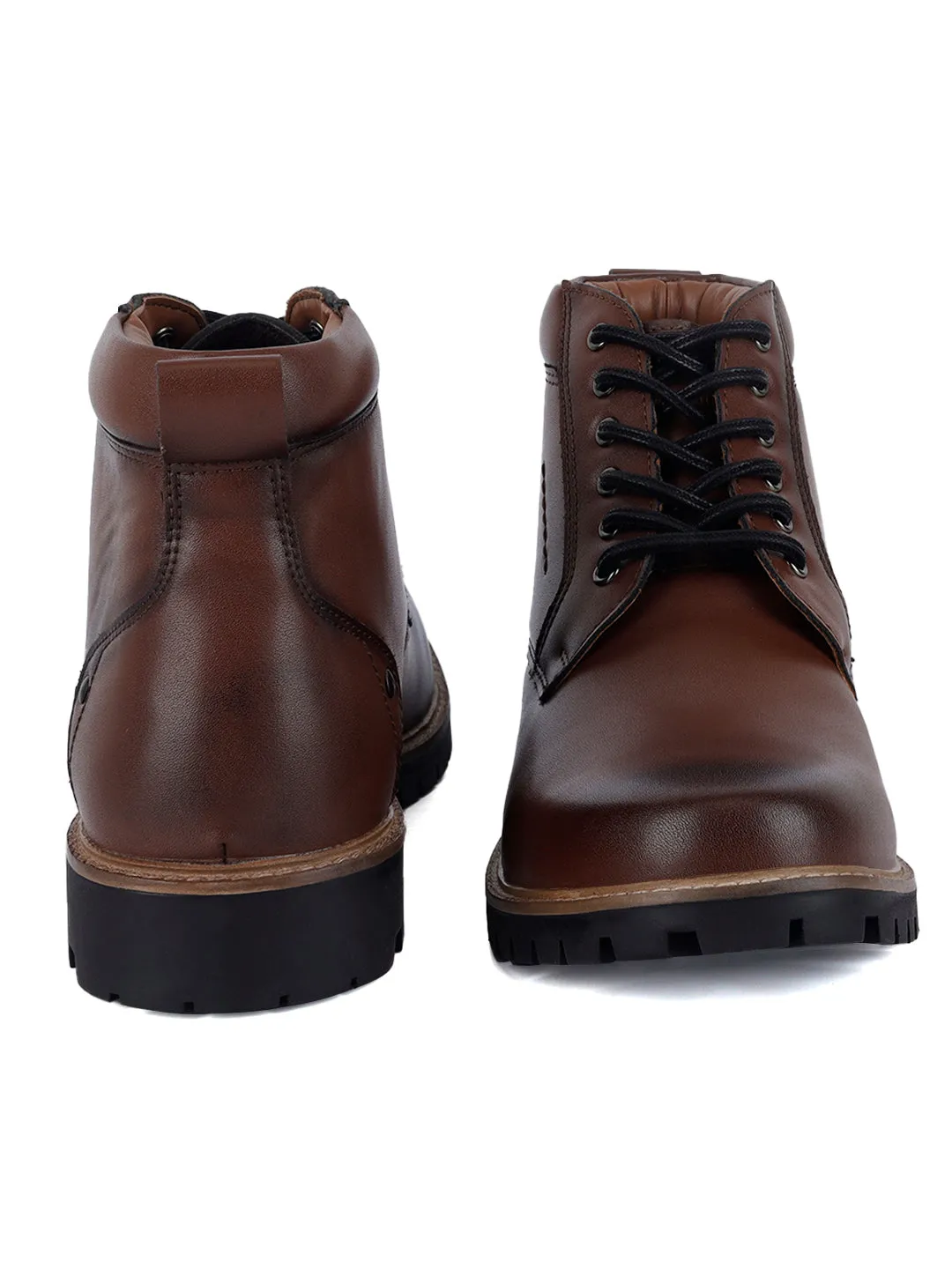 Tan Handcrafted Derby Lace Up Boots