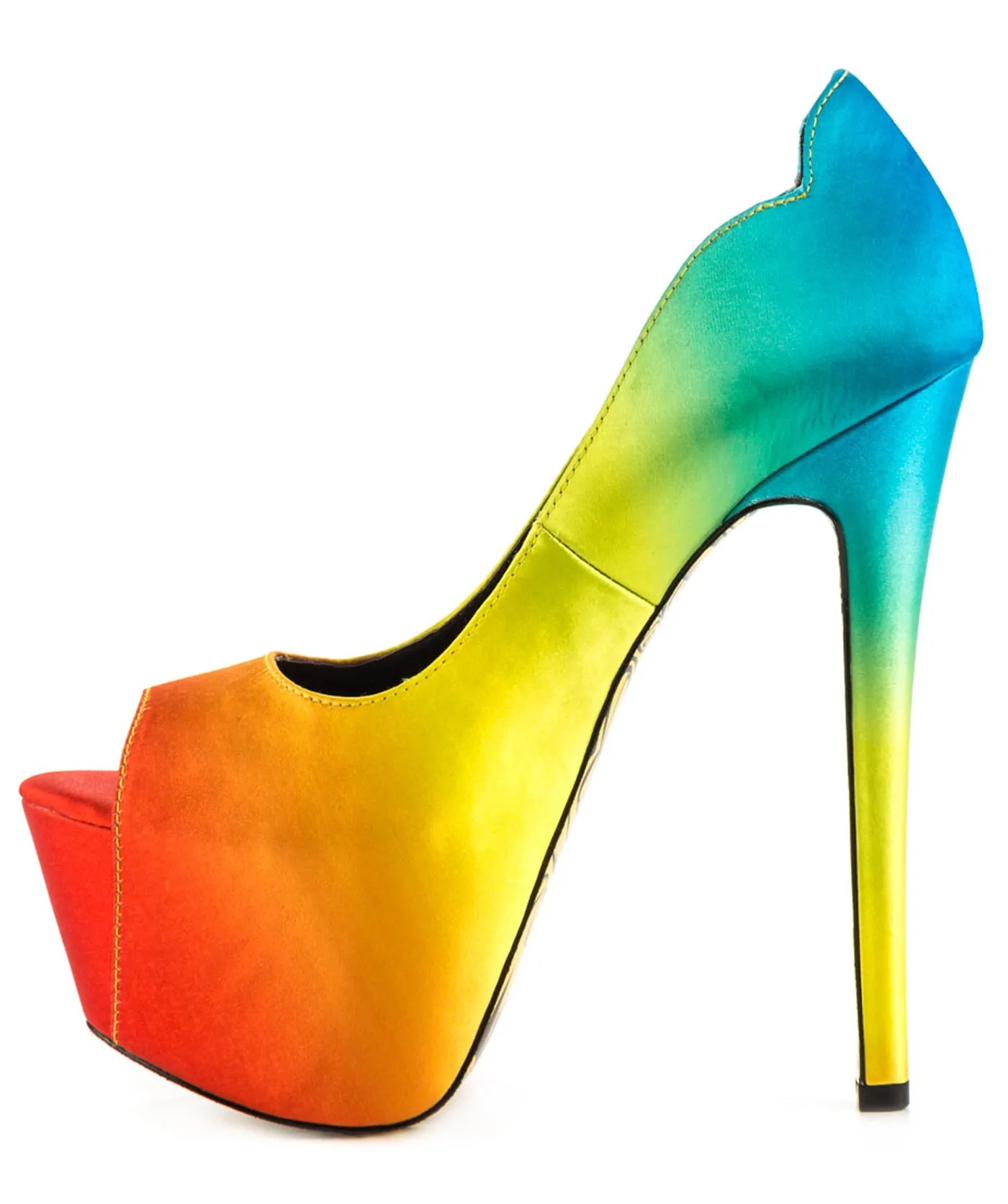 Tiki Gaga Rainbow Satin Platforms