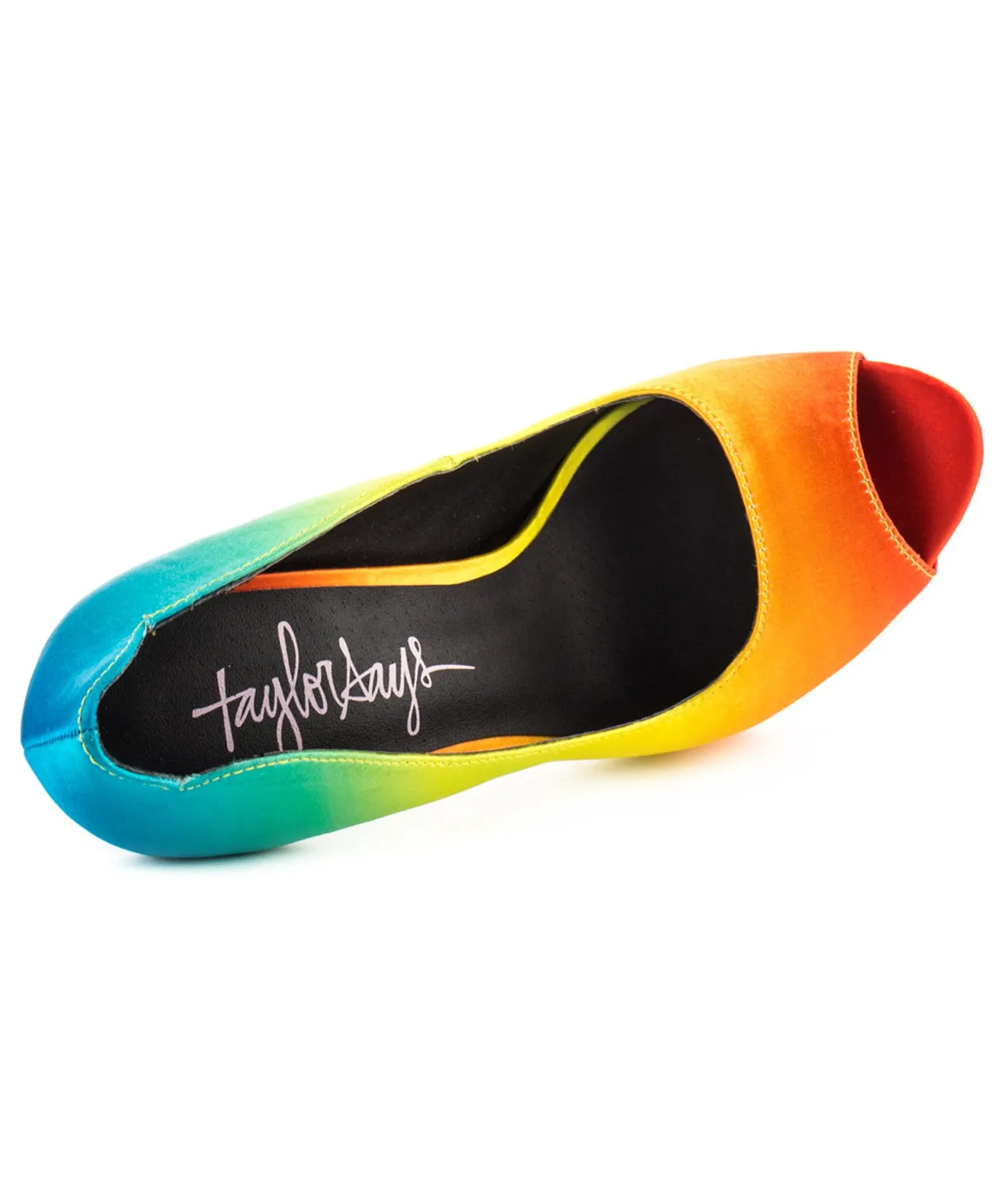 Tiki Gaga Rainbow Satin Platforms