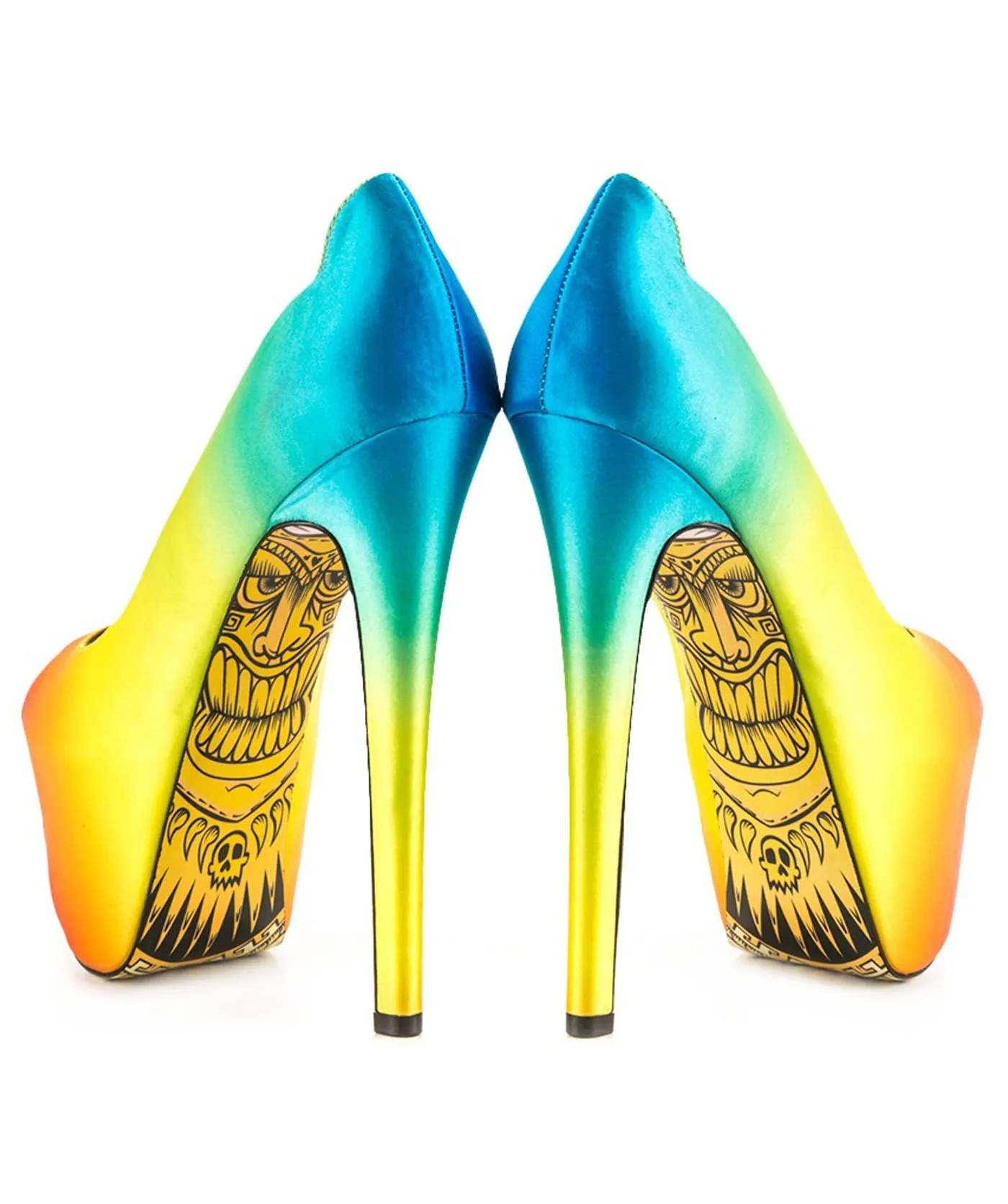 Tiki Gaga Rainbow Satin Platforms