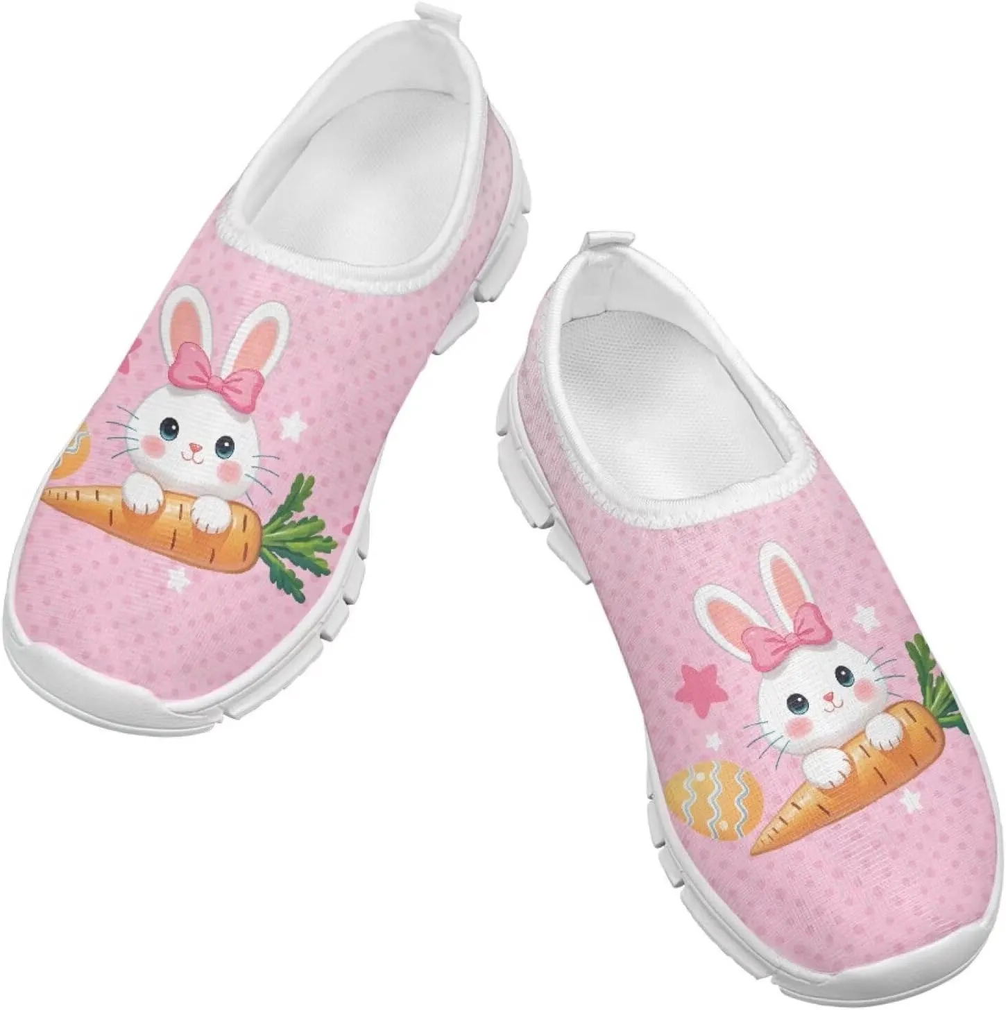 TODIYADDU Girls Easter Shoes Kids Lightweight Mesh Sneakers Casual Athletic Sneaker, White