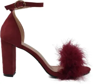 TOP Moda Womens Hannah-1 Platform Chunky Heel Metallic Glitter Party Ankle Strap High Heel Sandal Wine Su 8