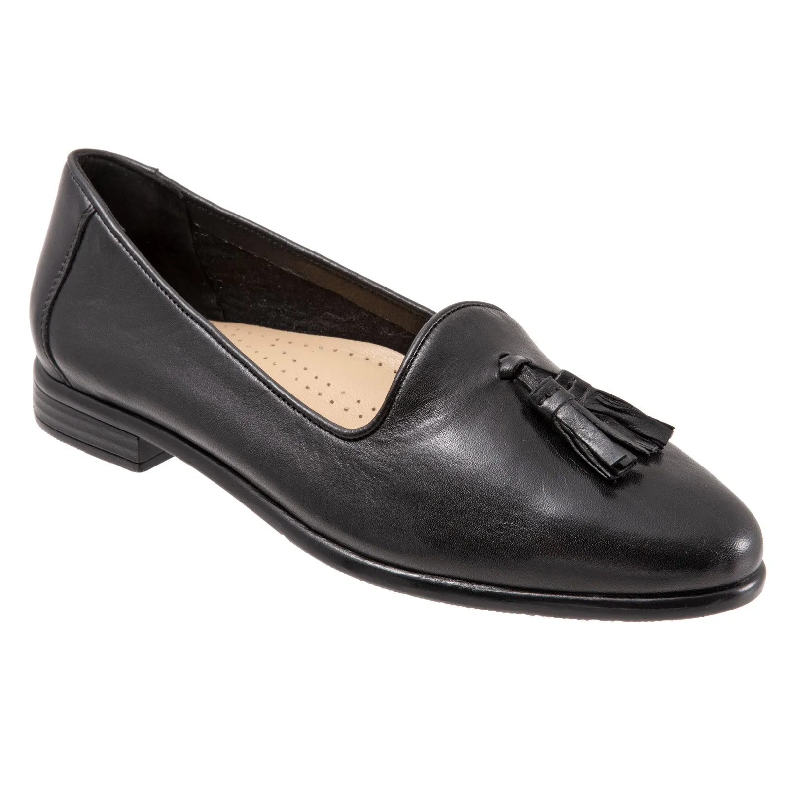 Trotters Liz Tassel T2224-001 Womens Black Narrow Loafer Flats Shoes