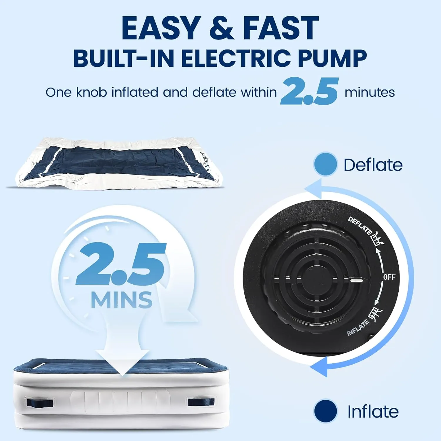 Twin Air Mattress with Built in Pump and 4 Portable Handles, 18" Raised Comfort Blow Up Mattress for Guests, 440lb Support Air Bed with Carry Bags, Heavy Duty Inflatable Bed for Home&Camping