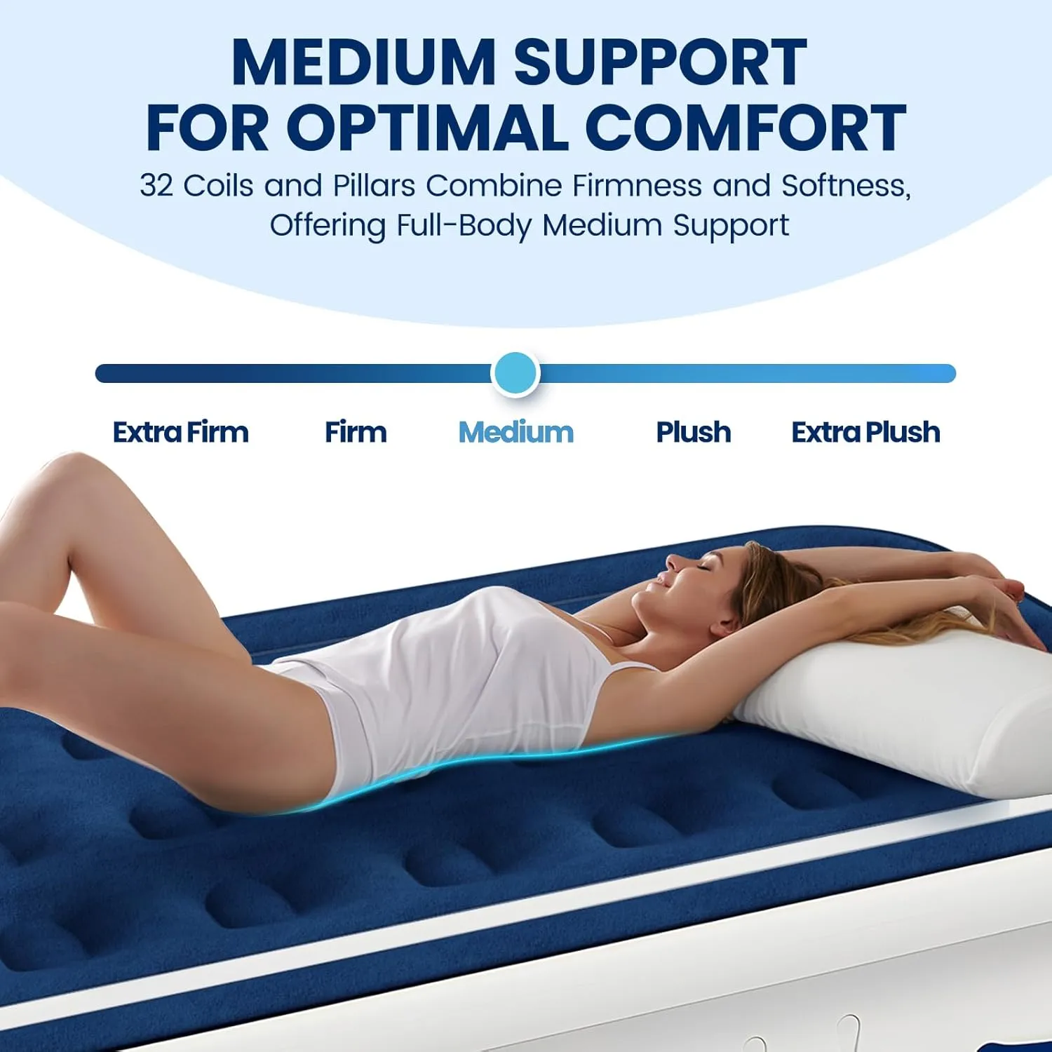 Twin Air Mattress with Built in Pump and 4 Portable Handles, 18" Raised Comfort Blow Up Mattress for Guests, 440lb Support Air Bed with Carry Bags, Heavy Duty Inflatable Bed for Home&Camping