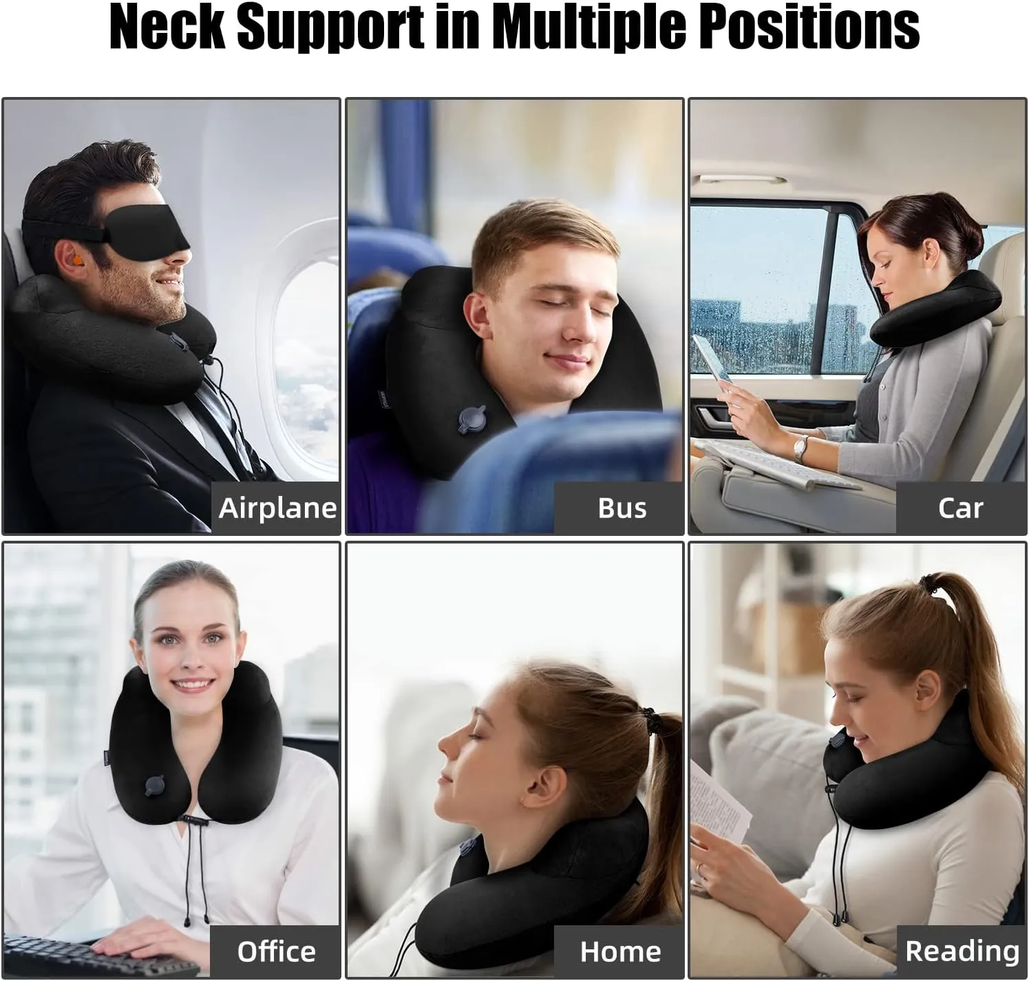 urophylla Compact Travel Neck Pillow for Airplanes, Super Soft Velvet Neck Support, Adjustable Firmness, Inflatable Plane Pillow for Long Flights, Road Trips, Travel Essentials with Eye Mask, Earplug