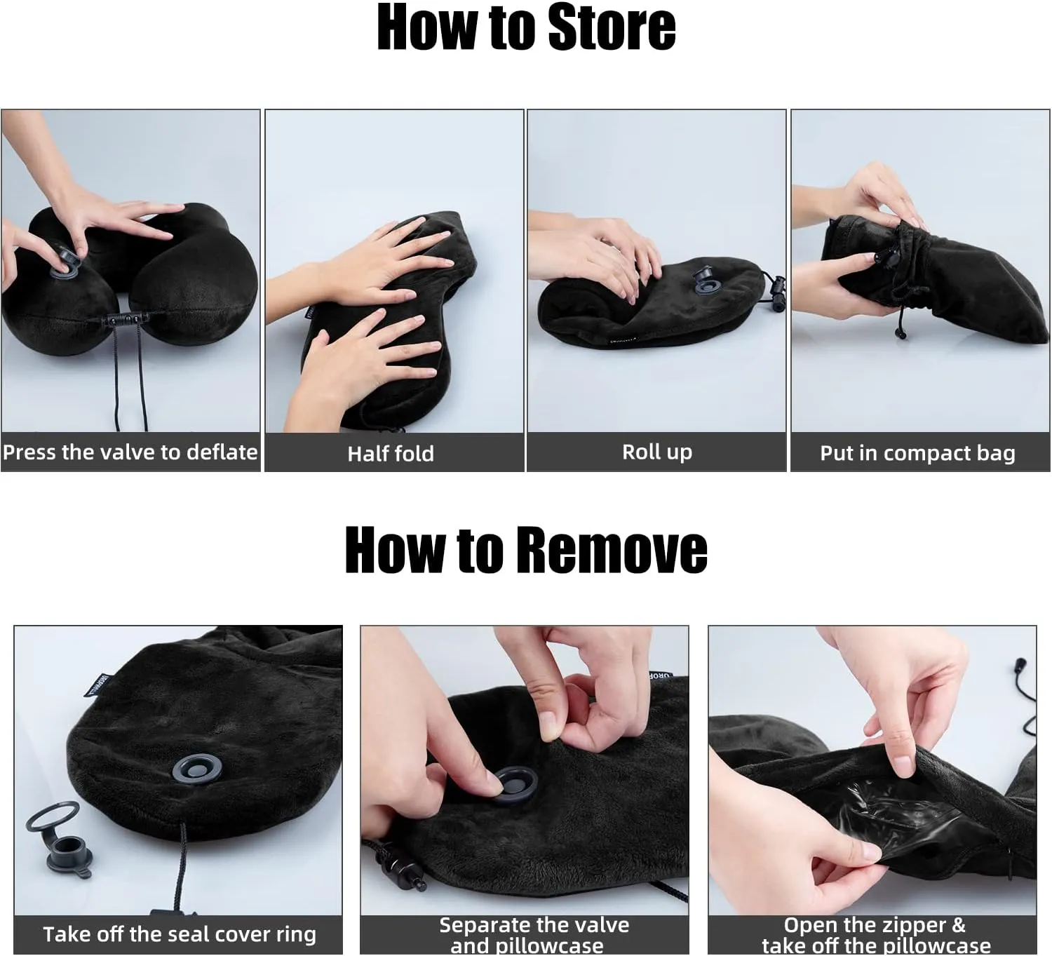 urophylla Compact Travel Neck Pillow for Airplanes, Super Soft Velvet Neck Support, Adjustable Firmness, Inflatable Plane Pillow for Long Flights, Road Trips, Travel Essentials with Eye Mask, Earplug