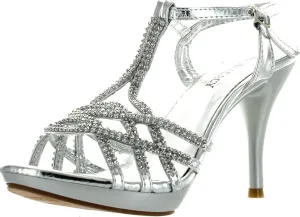 V-Luxury Delicacy Womens Essential74 Open Toe Rhinestone Strappy Stiletto High Heel Sandal Shoes