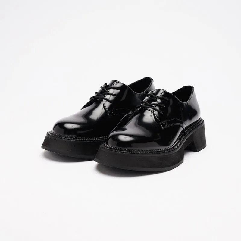 VATIC POLISHED DERBY SHOES BLACK 45mm增高厚底皮鞋