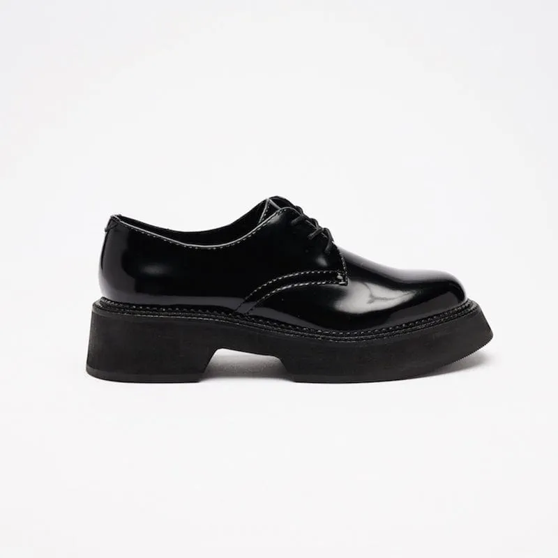 VATIC POLISHED DERBY SHOES BLACK 45mm增高厚底皮鞋