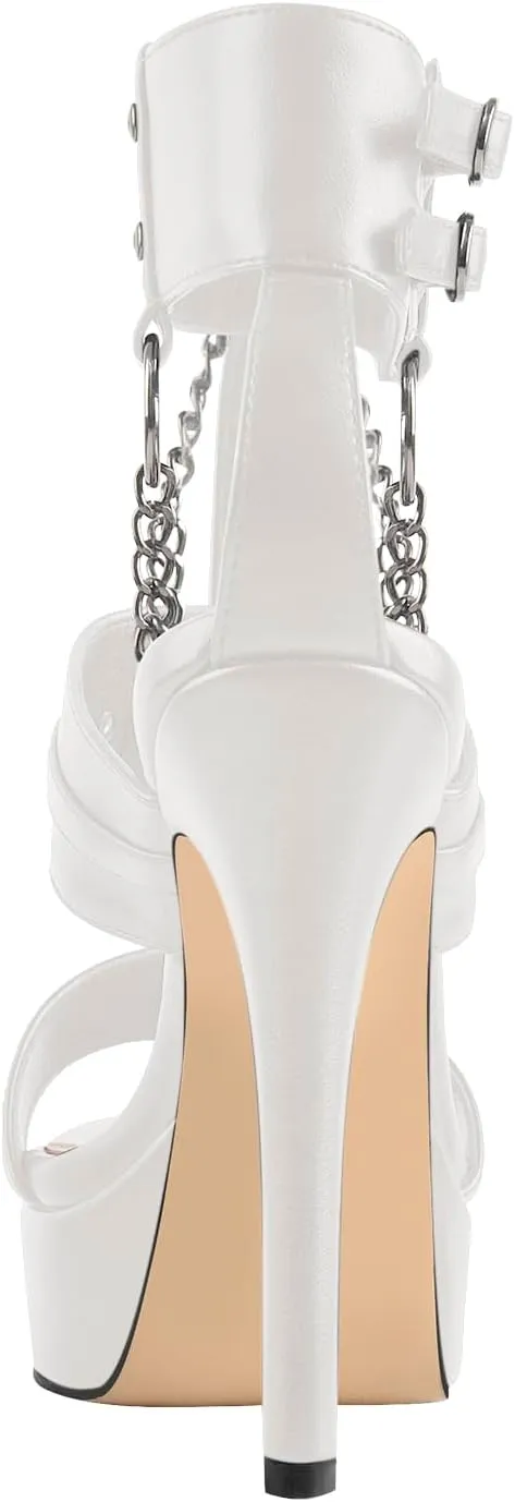 VERISSON Women's Stiletto High Heel Sandals Cross Bands Open Toe Platform Ankle Sandals Party Dress