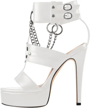 VERISSON Women's Stiletto High Heel Sandals Cross Bands Open Toe Platform Ankle Sandals Party Dress