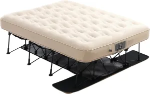 VEVOR Air Mattress with Frame, Inflatable 2 Person Camping Cot with Built-in Pump, Portable Folding Air Beds Supports 600 lbs, Blow Up Anywhere Bed for Guests Camping Travel Indoor & Outdoor Use