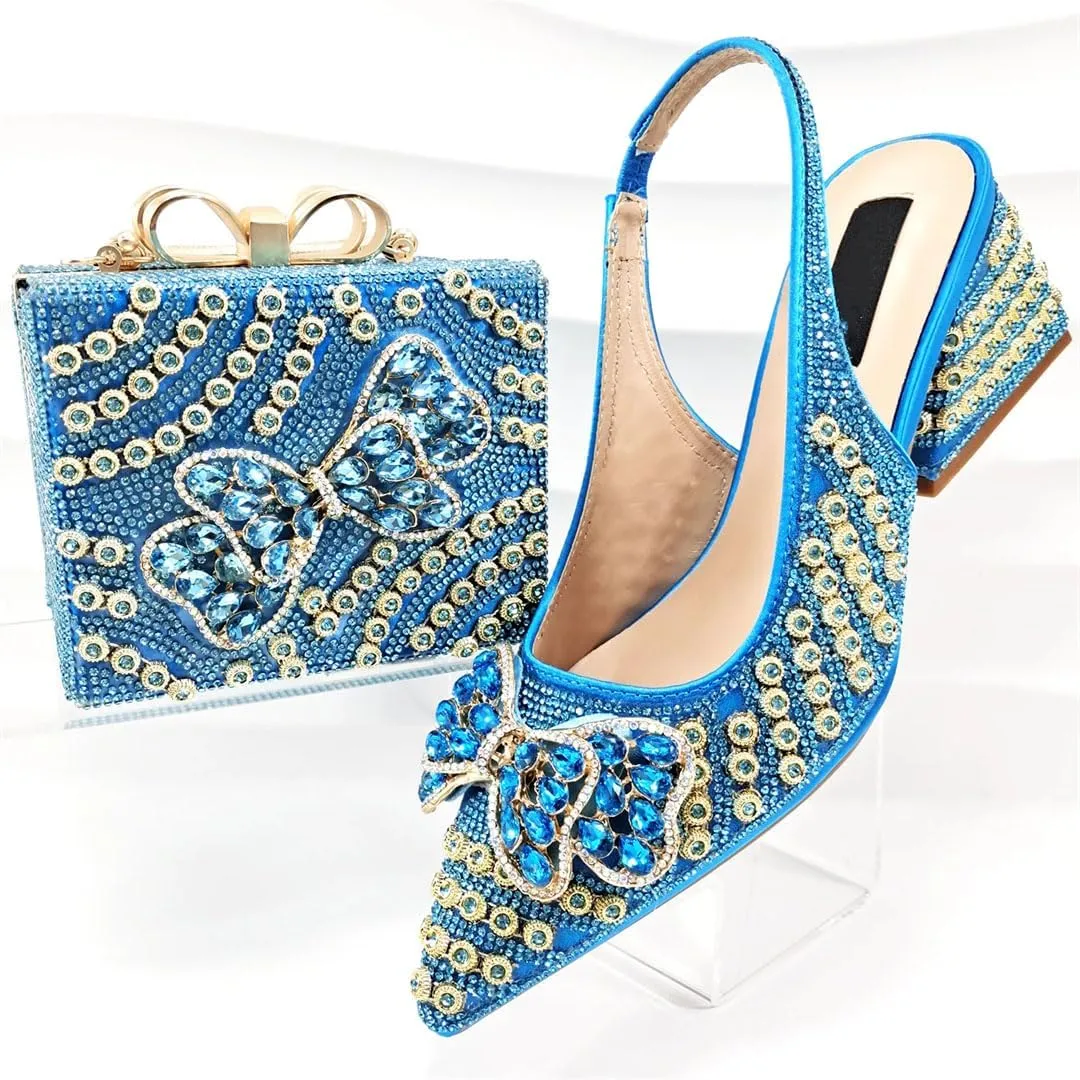 Women's Elegant Appliques Peep-Toe High Heel Pumps with Matching Bag Buckle Strap Wedding Shoes