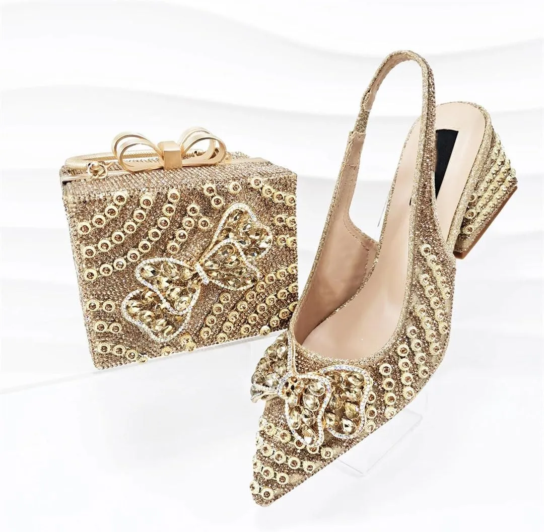 Women's Elegant Appliques Peep-Toe High Heel Pumps with Matching Bag Buckle Strap Wedding Shoes