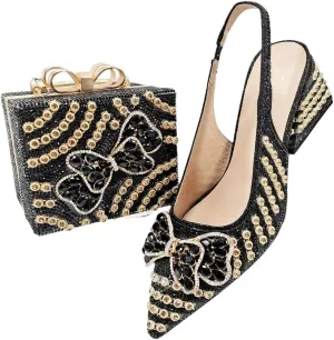 Women's Elegant Appliques Peep-Toe High Heel Pumps with Matching Bag Buckle Strap Wedding Shoes