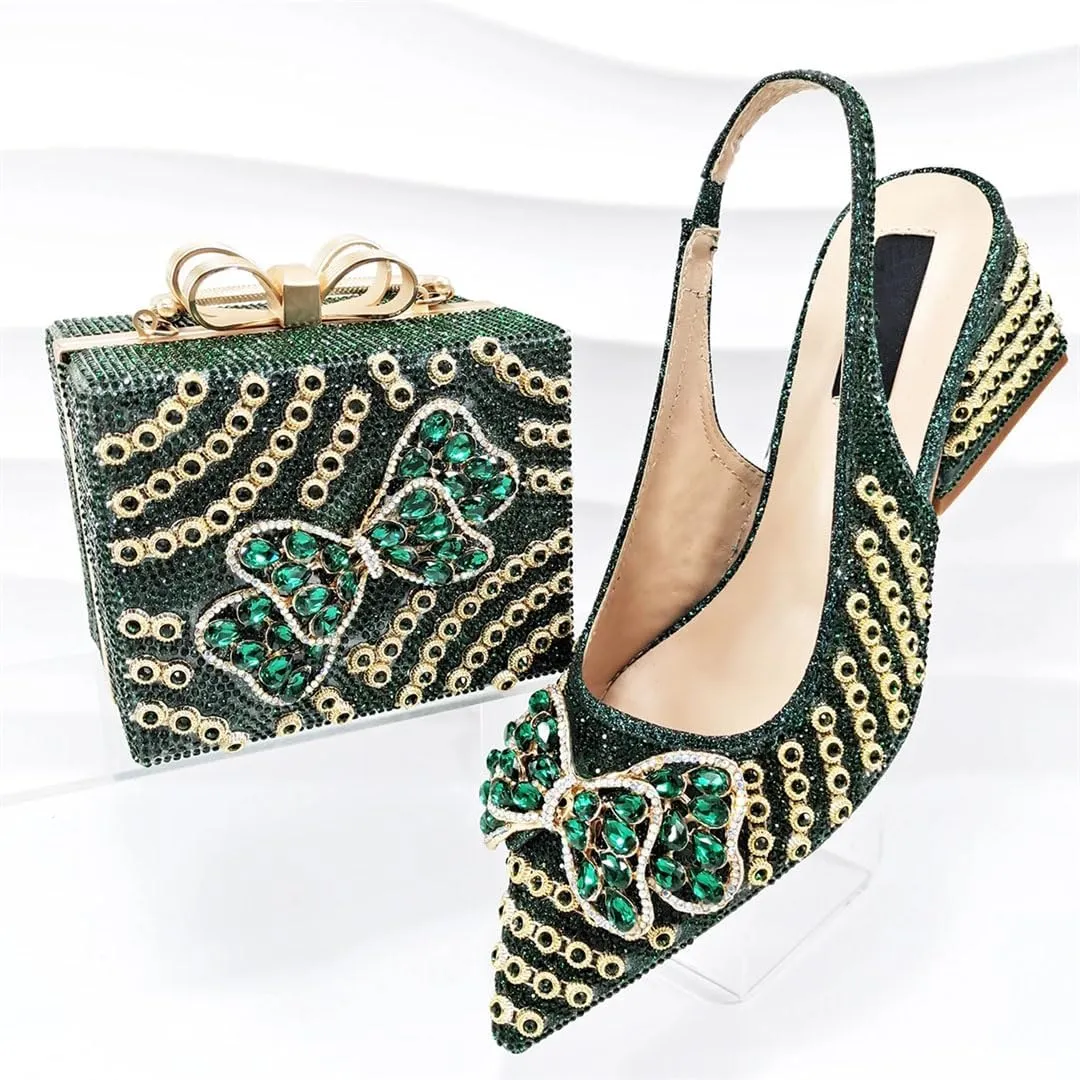 Women's Elegant Appliques Peep-Toe High Heel Pumps with Matching Bag Buckle Strap Wedding Shoes