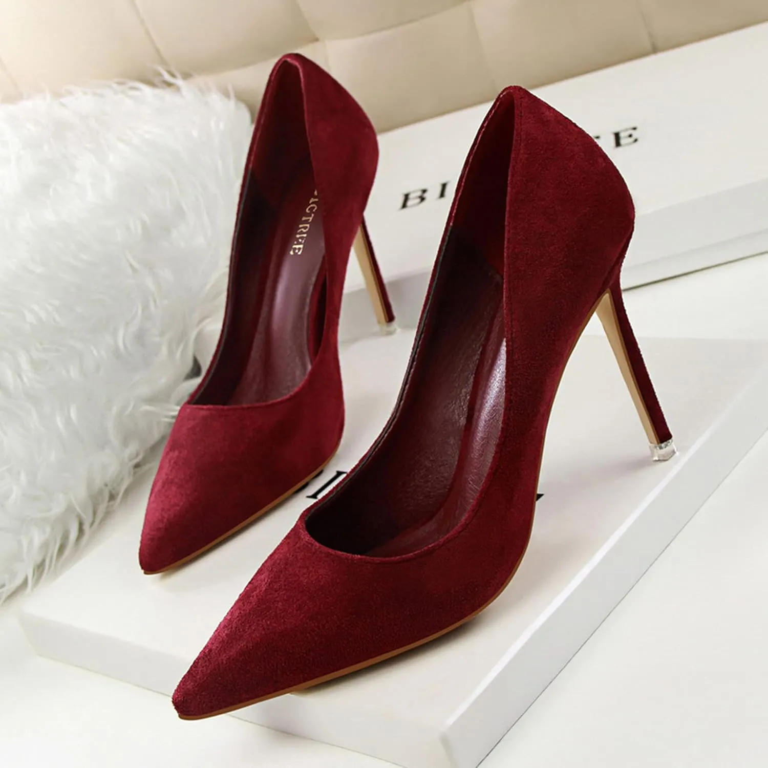 Women's Fashion Pointed Toe Pumps High Heel Stilettos Sexy Slip on Dress Prom Party Evening Pump Shoes