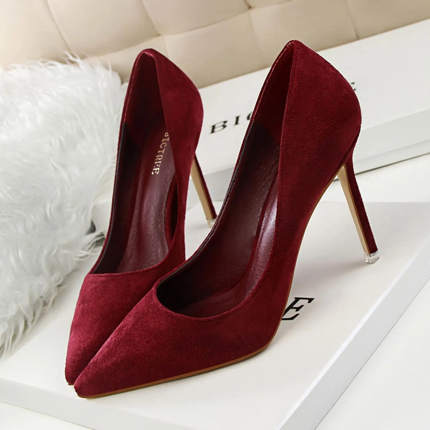 Women's Fashion Pointed Toe Pumps High Heel Stilettos Sexy Slip on Dress Prom Party Evening Pump Shoes