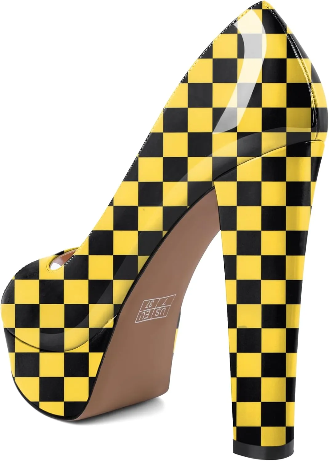 Women's High Heel Pumps Peep Toe Pump for Women Platform High Heels Chunky Block Heeled Shoes Sexy Dance Pumps 5.5 Inch Heel