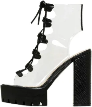 Women's Platform high Heels Strap Peep Toes Dress Clear Shoes White Green Black Wedding Banquet Beautiful Sandals