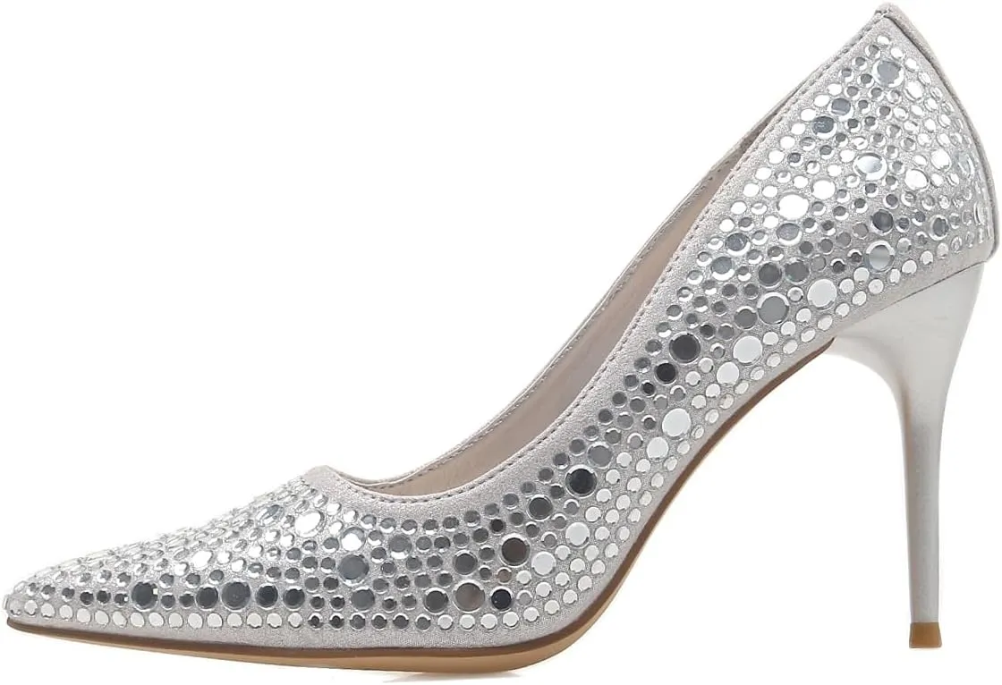 Womens Sparkly High Heel Stiletto Pump,Glitter Pointed Toe Dressy Prom Shoes,Closed Toe Sexy Party Shoes,Classic Dress Wedding Heels