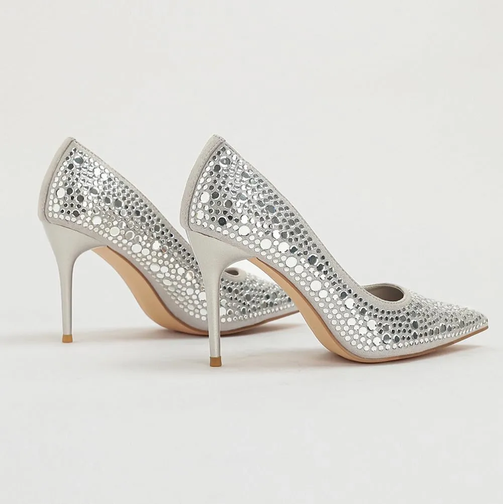 Womens Sparkly High Heel Stiletto Pump,Glitter Pointed Toe Dressy Prom Shoes,Closed Toe Sexy Party Shoes,Classic Dress Wedding Heels