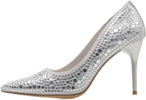 Womens Sparkly High Heel Stiletto Pump,Glitter Pointed Toe Dressy Prom Shoes,Closed Toe Sexy Party Shoes,Classic Dress Wedding Heels