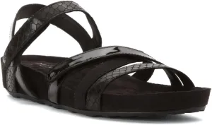 Women's Walking Cradles Pool Strappy Sandal Black Textured Multi Leather/Suede 10.5 M