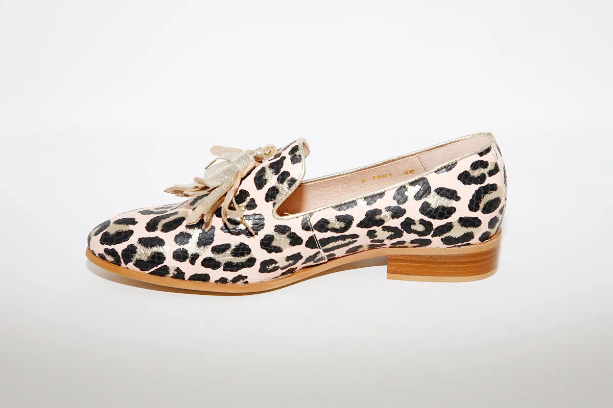 WONDERS - 7601 LOW HEEL LOAFER - LEOPARD PRINT PINK