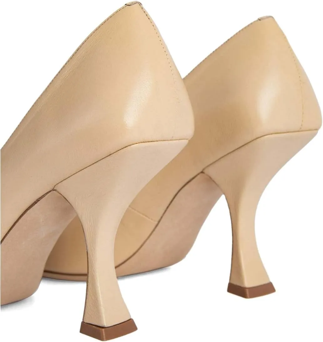 XYD Women Dress Classic Pumps Pointed Toe Mid High Flared Heels Slip On Office Lady Party Event Formal Shoes