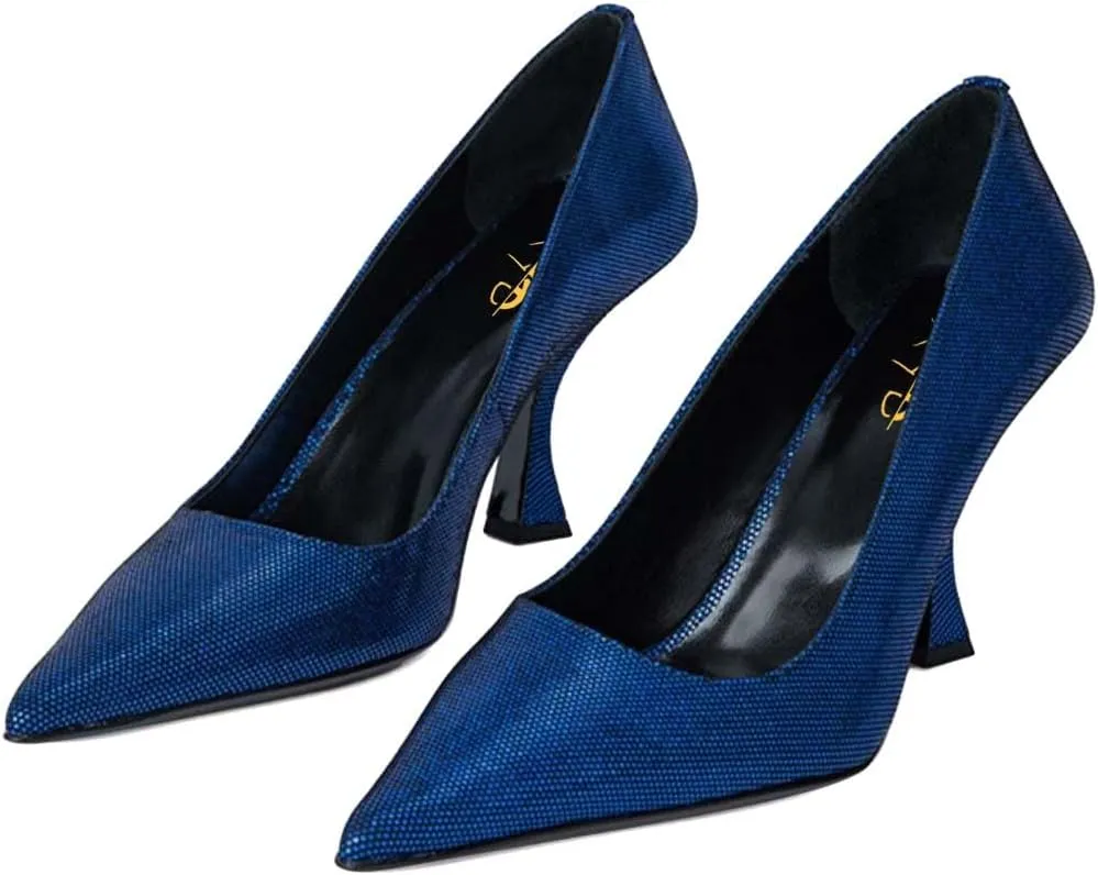 XYD Women Dress Classic Pumps Pointed Toe Mid High Flared Heels Slip On Office Lady Party Event Formal Shoes