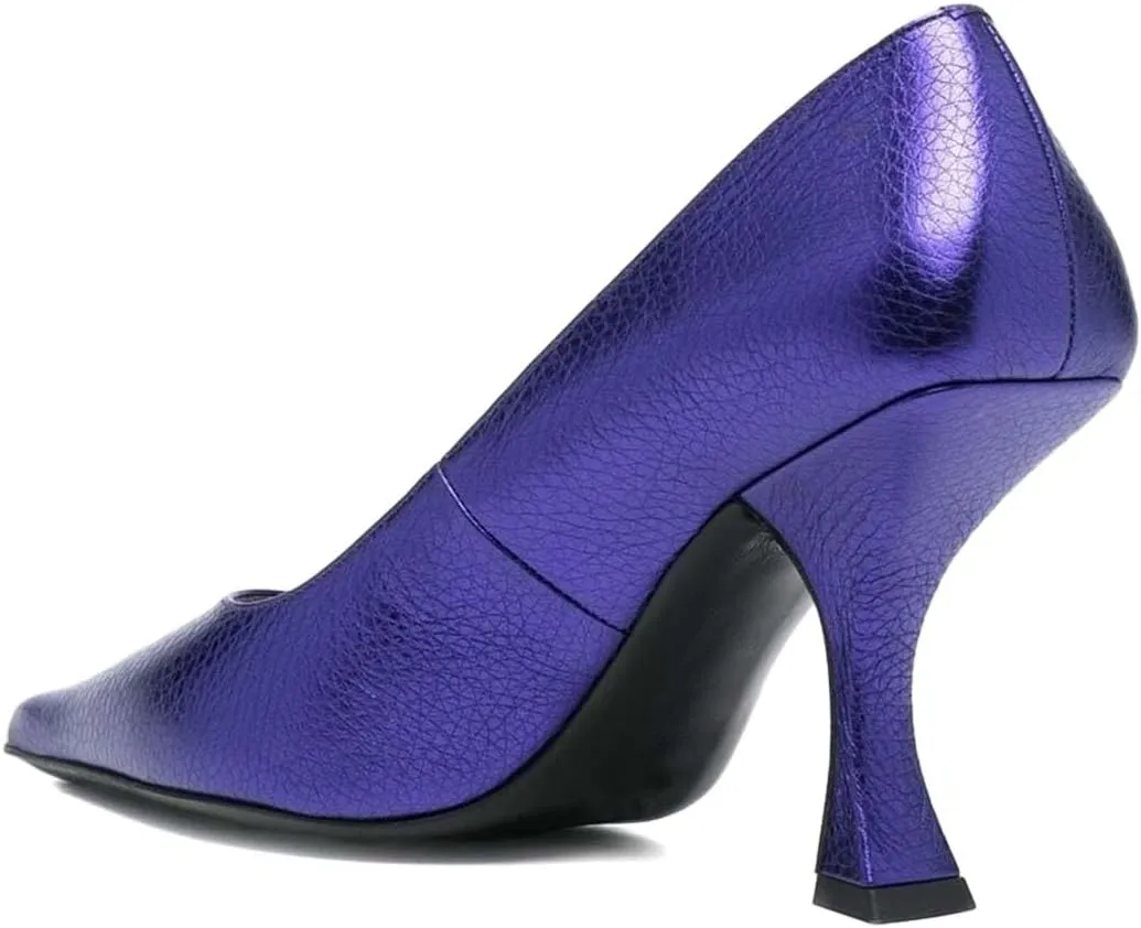 XYD Women Dress Classic Pumps Pointed Toe Mid High Flared Heels Slip On Office Lady Party Event Formal Shoes