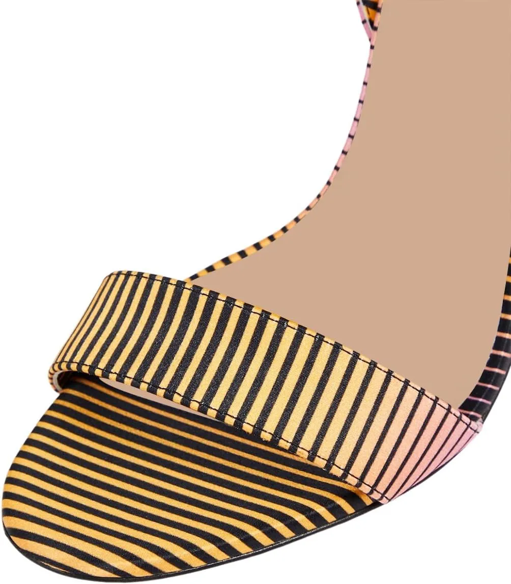 XYD Women Ribbon Strappy Sandals Open Toe Lace-up Ankle Strap Pumps High Heel Stilettos Sexy Evening Shoes