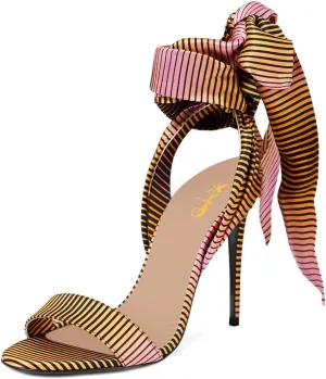 XYD Women Ribbon Strappy Sandals Open Toe Lace-up Ankle Strap Pumps High Heel Stilettos Sexy Evening Shoes