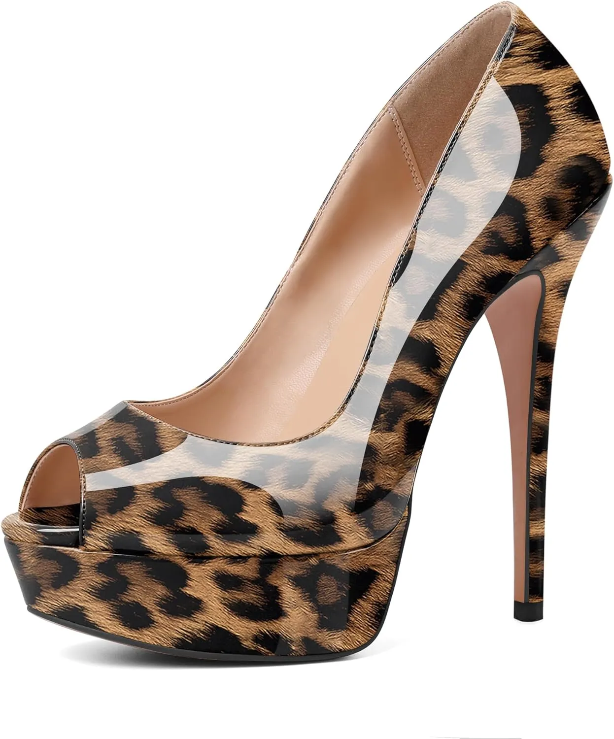 YODEKS Women's Peep Toe Pumps Platform High Heel Shoes Stiletto Party Dress Pump