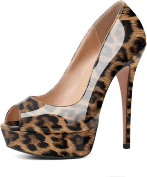 YODEKS Women's Peep Toe Pumps Platform High Heel Shoes Stiletto Party Dress Pump