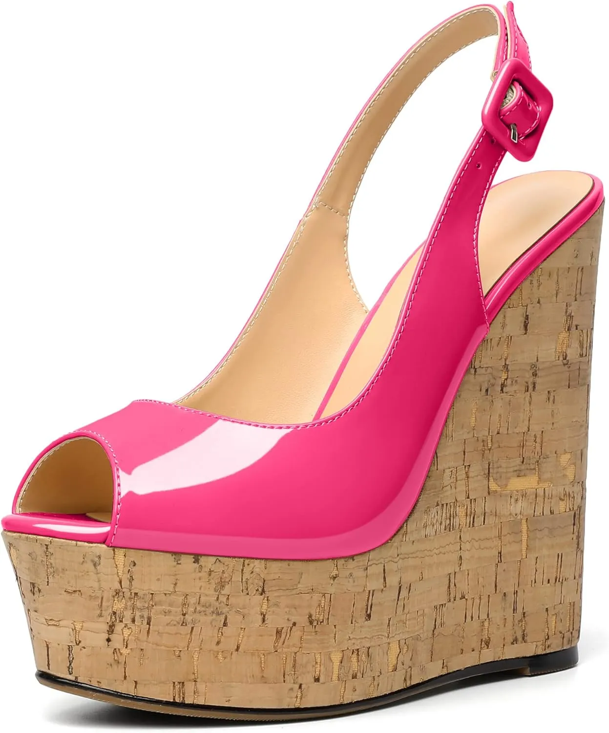 YODEKS Women's Platform Sandals Wedge Heel Peep Toe High Heeled Pumps Platform Wooden Heel Summer Wedge Heels Shoes