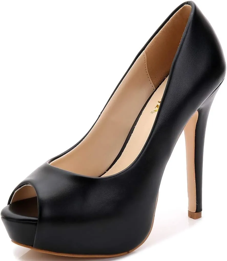 YooPrettyz Women Peep Toe High Heels Wedding Platform Shoes Party Dress Stiletto Pump
