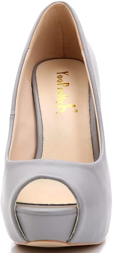 YooPrettyz Women Peep Toe High Heels Wedding Platform Shoes Party Dress Stiletto Pump