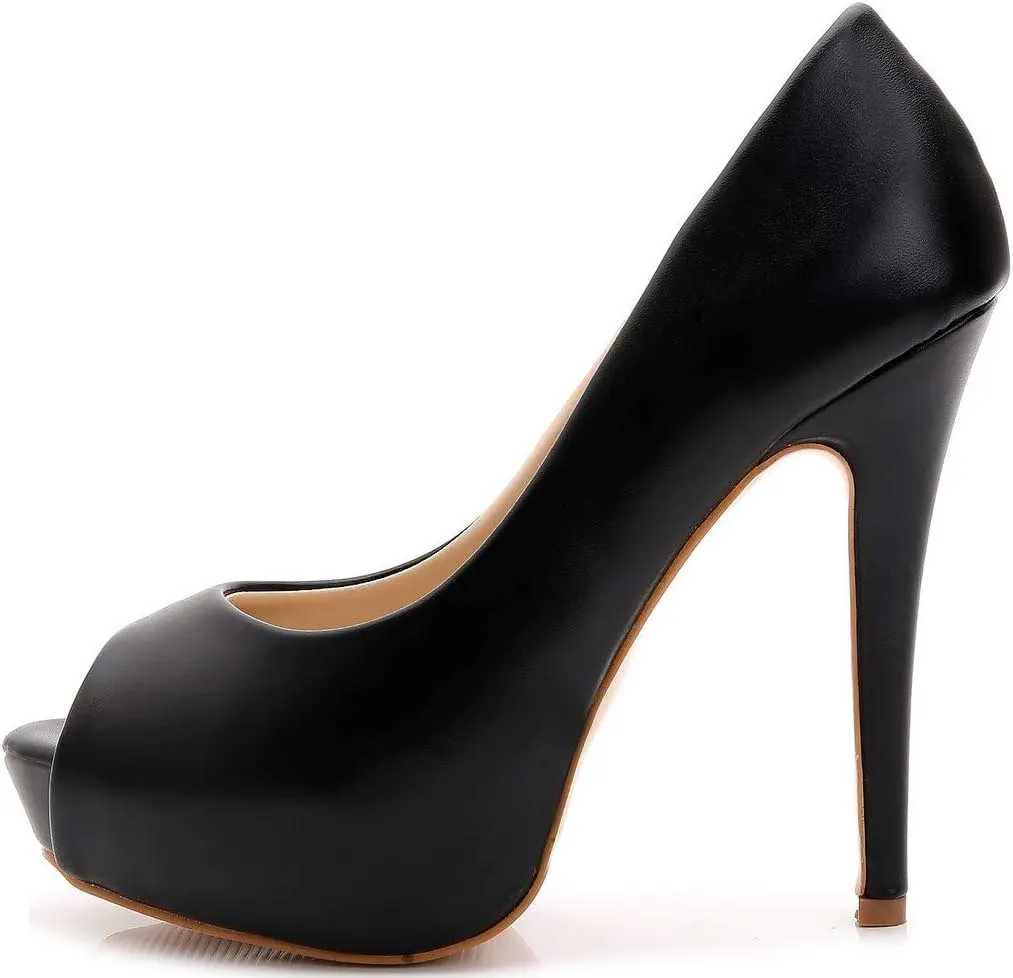 YooPrettyz Women Peep Toe High Heels Wedding Platform Shoes Party Dress Stiletto Pump