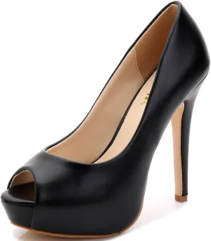 YooPrettyz Women Peep Toe High Heels Wedding Platform Shoes Party Dress Stiletto Pump