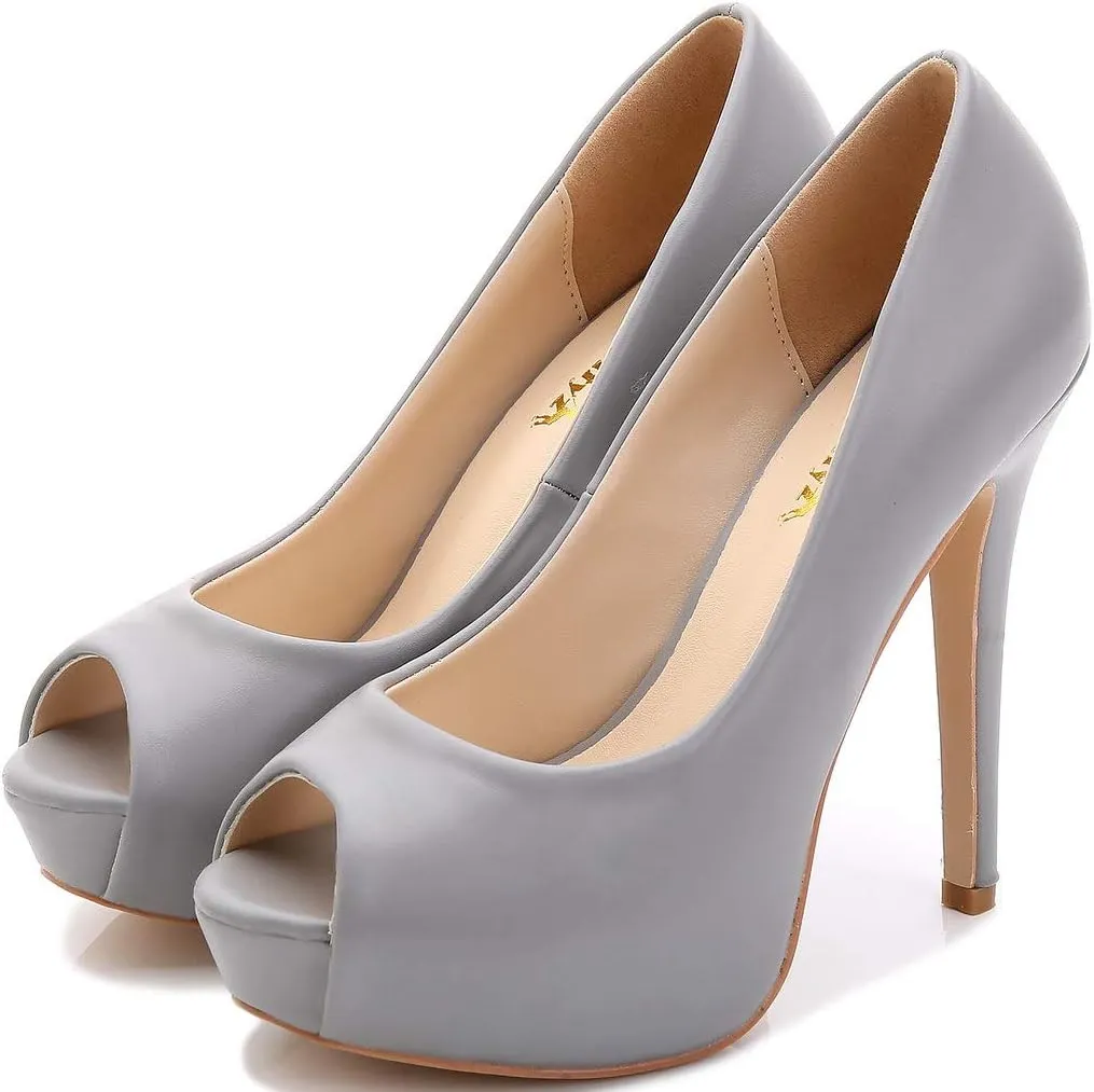 YooPrettyz Women Peep Toe High Heels Wedding Platform Shoes Party Dress Stiletto Pump