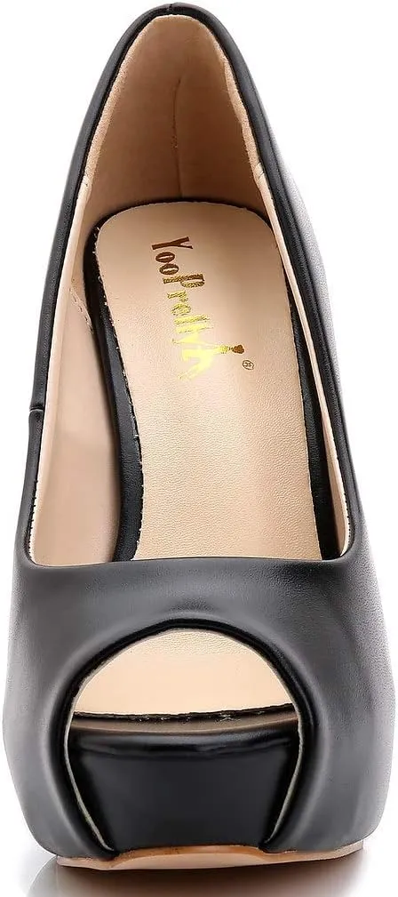 YooPrettyz Women Peep Toe High Heels Wedding Platform Shoes Party Dress Stiletto Pump