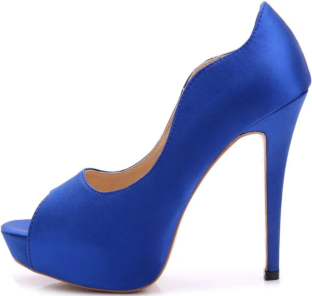 YooPrettyz Women Peep Toe Satin Shoe Wedding Stiletto Shoes Evening Pumps Bridal High Heels